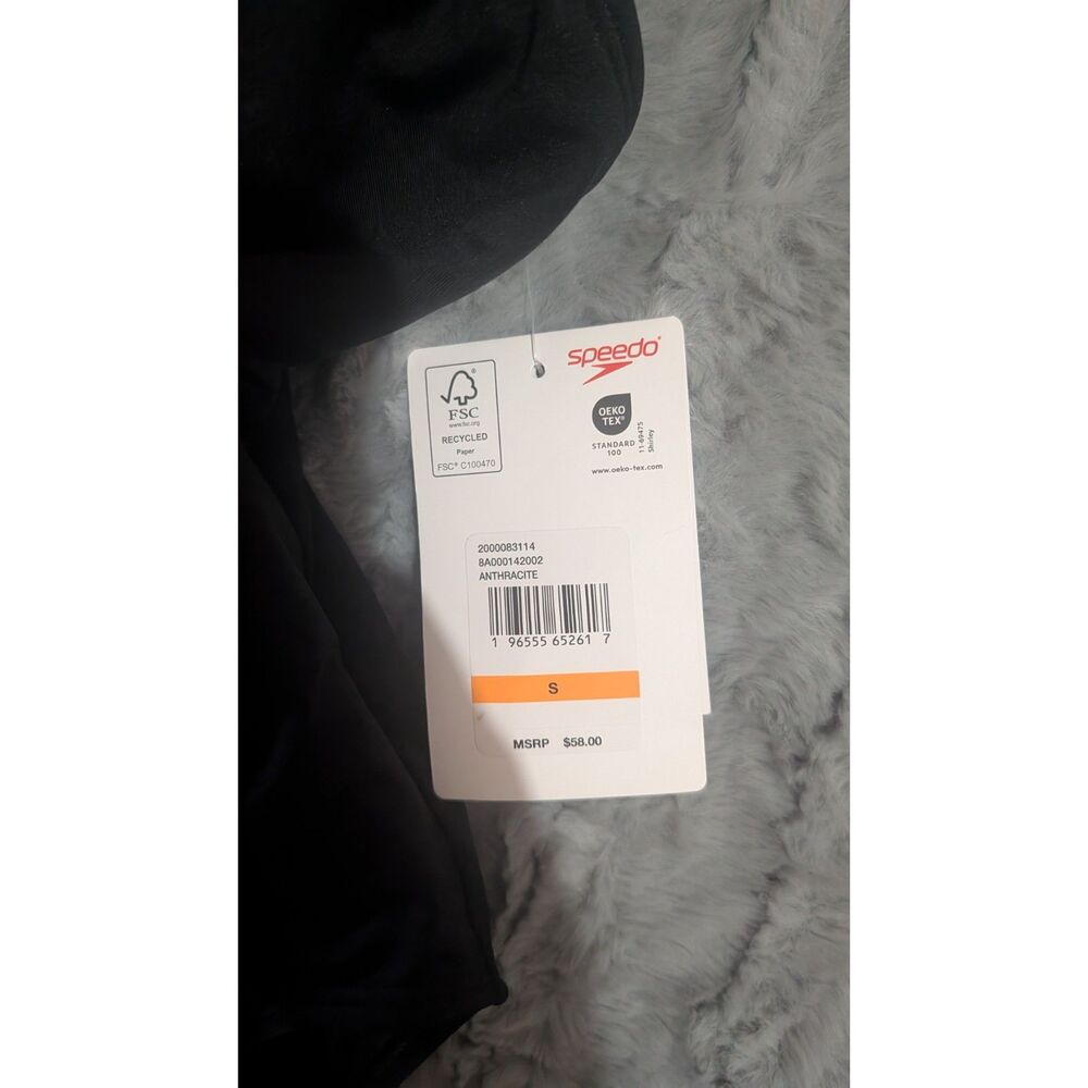Speedo Solid Scoop Neck One Piece Swimsuit Size Small NWT Anthracite Competitive - Picture 3 of 5